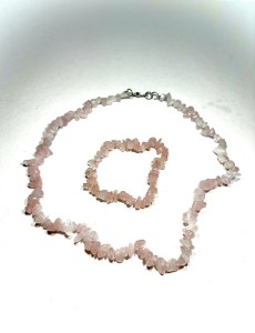 Naszyjnik + bransoletka - kamień Kwarc różowy