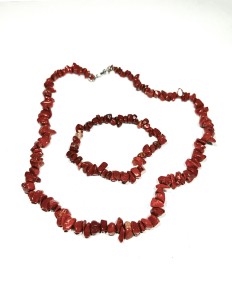 Naszyjnik + bransoletka - kamień Jaspis czerwony